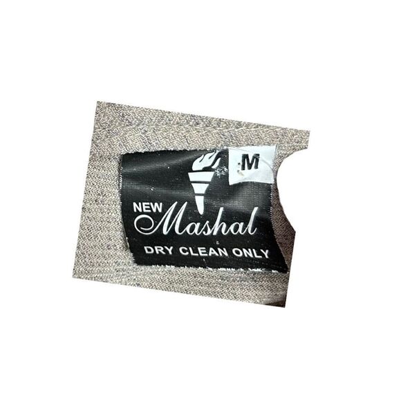 NEW MASHAL Pakistan Cream Linen Tunic Dress Short Turquoise 3/4 Sleeve Womens M - Picture 8 of 9